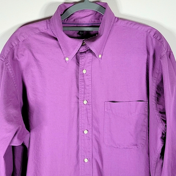 Tommy Hilfiger Mens Oxford Style Shirt Button Up Cotton Purple 16.5 Large - Picture 2 of 5
